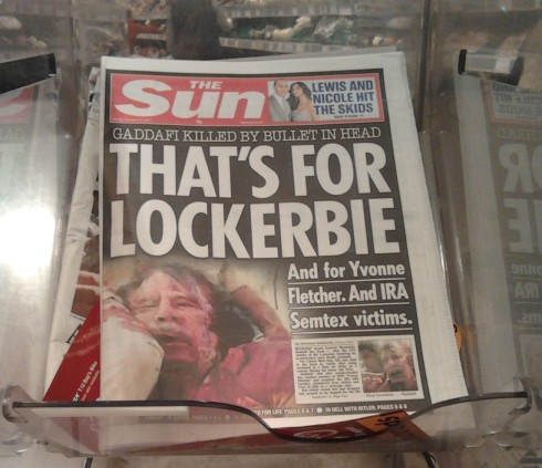 The Sun front page "That's For Lockerbie"